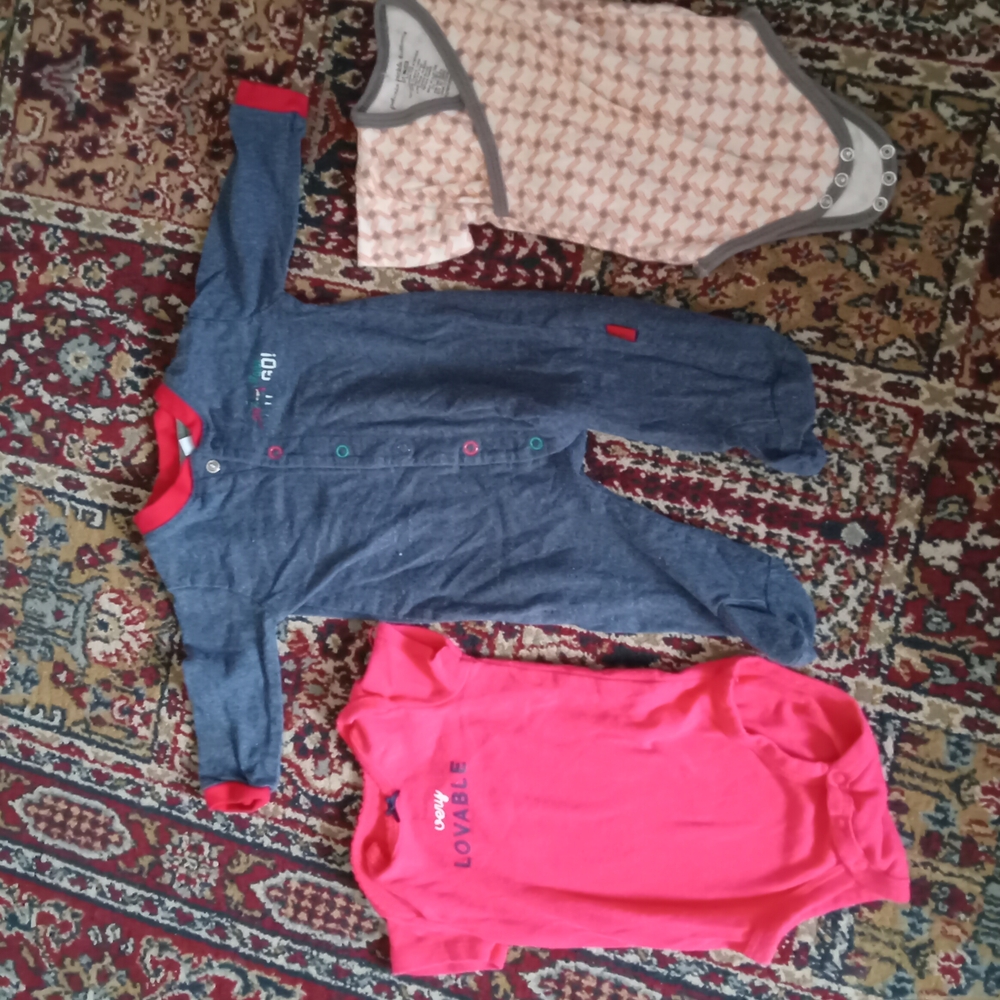Baby Onesie and Romper Set - Red and Blue